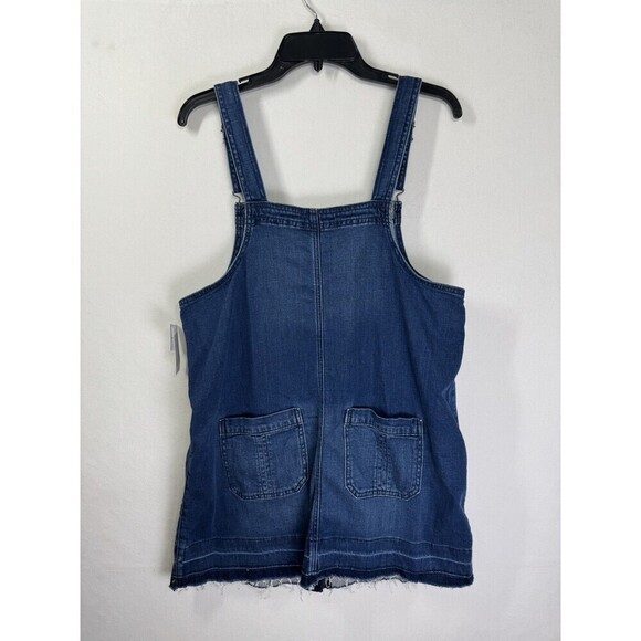 American Eagle Denim Pinafore Jumper Dress Size Medium Blue Raw Hem Pockets NWT - Picture 4 of 11